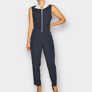 90s Perceptions Navy Polka Dot Pants‎ Set